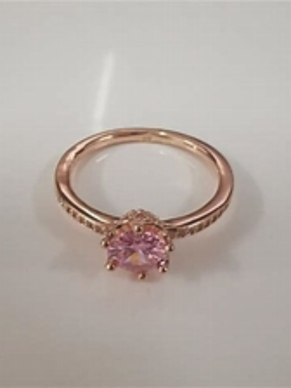 Pandora Pink Princess Fairycore Feminine Sparkling Crown Solitare Ring Size 6.0